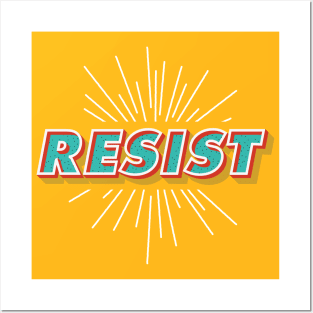 "Resist" Polkadot Sunburst Typography Posters and Art